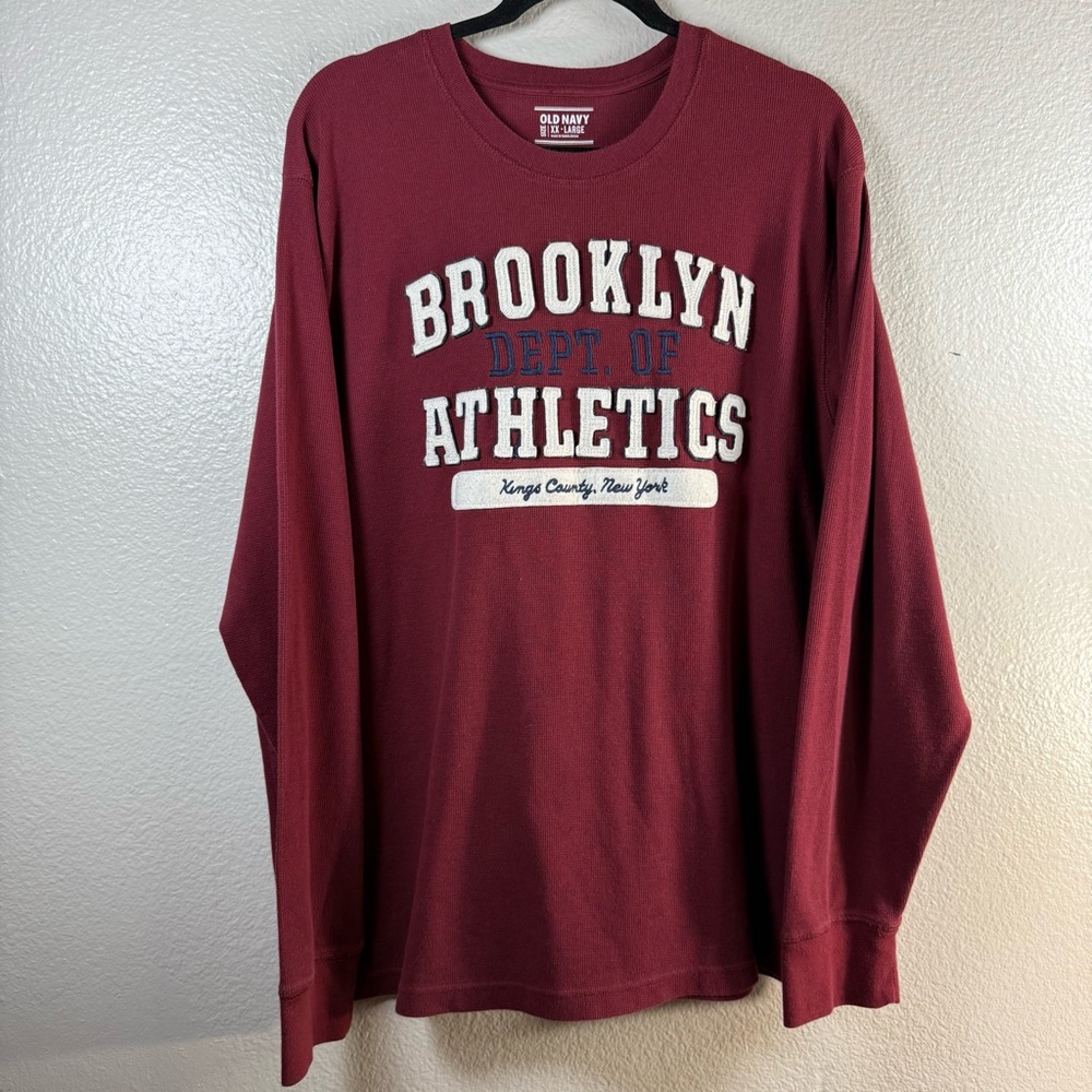 Old Navy Men's Maroon Brooklyn Athletics Shirt SZ:XXL